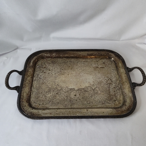 1900 Edwardian Silver Plate Serving Tray with Handles - Picture 1 of 2